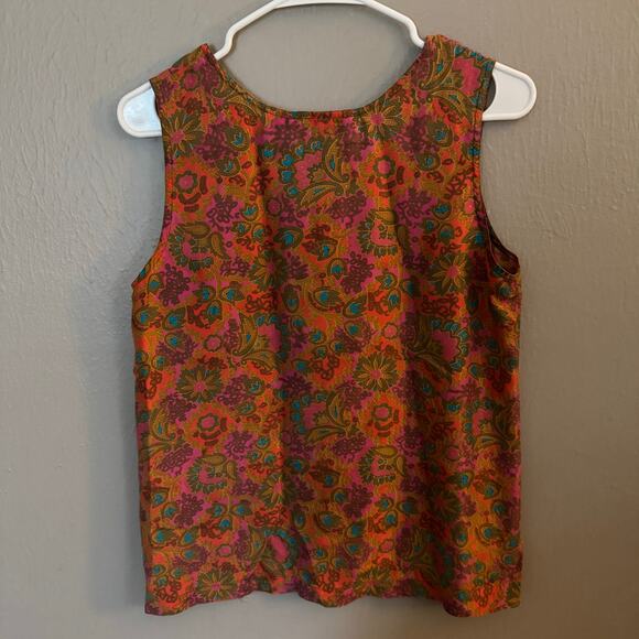 100% SILK CASUAL CORNER Floral Silk Tank Top Size Medium casual scoop neck - Picture 5 of 5